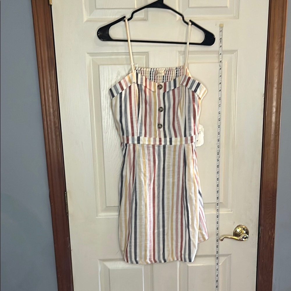 NWT-Altar'd State-L-cream-multicolored, Striped-adj.spaghetti strap, Mini Dress